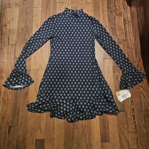 Women's BeBop Green Floral Long Sleeve Dress With Ruffles Nwt Size Xs Classy